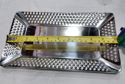 Rectangle Stainless Steel hammered bbq serving platter heavy new