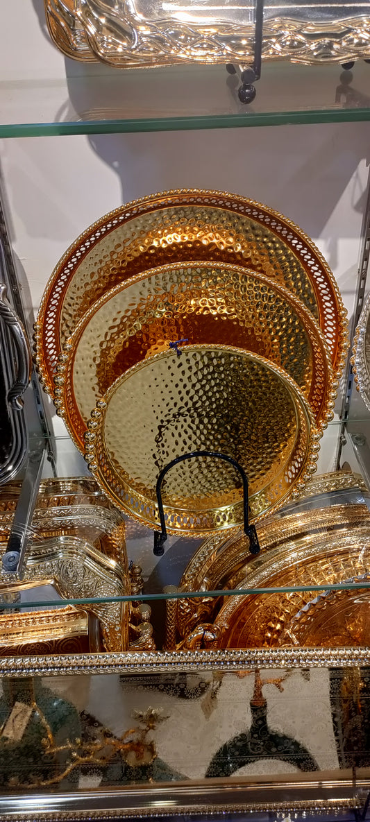 Luxury Golden and Silver Tray Set Thali Serving luxury rich