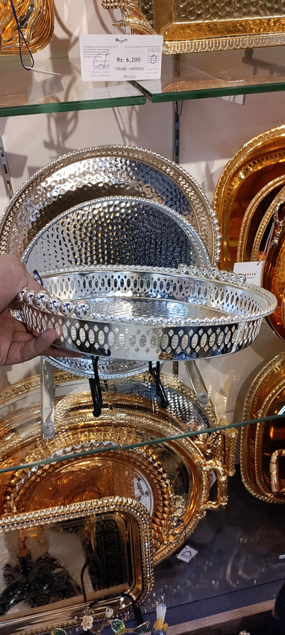 Luxury Golden and Silver Tray Set Thali Serving luxury rich