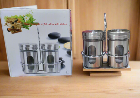 Stainless Steel Spice set see thru with stand box packing