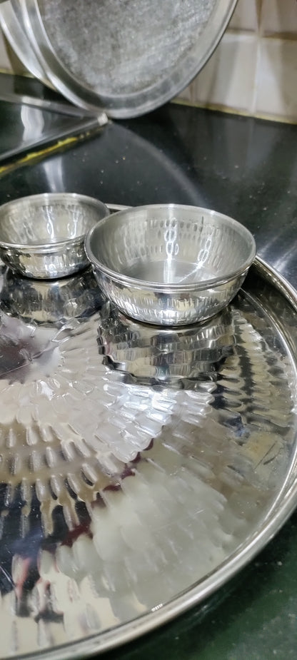 Thali set stainless steel Hanmered 3pcs 4pcs 5pcs set