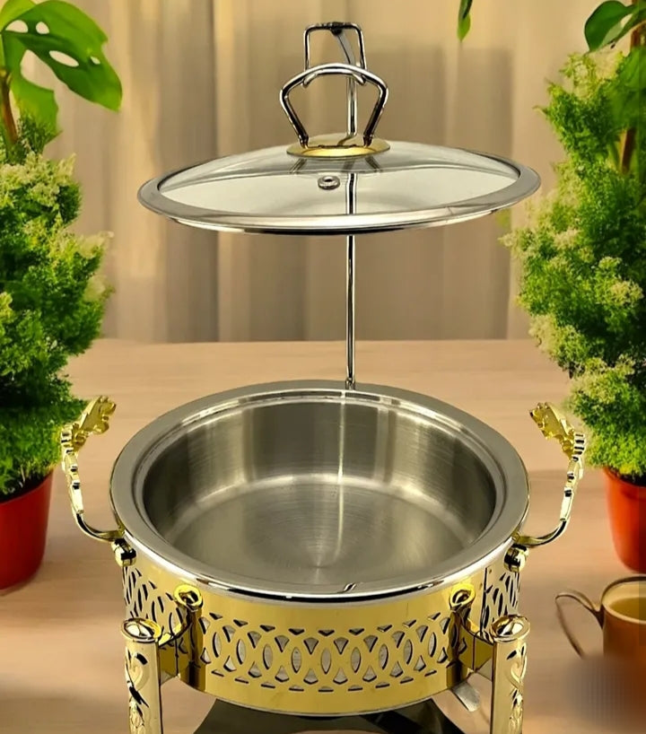 Beautiful luxury golden chefing dish heavy stainless steel
