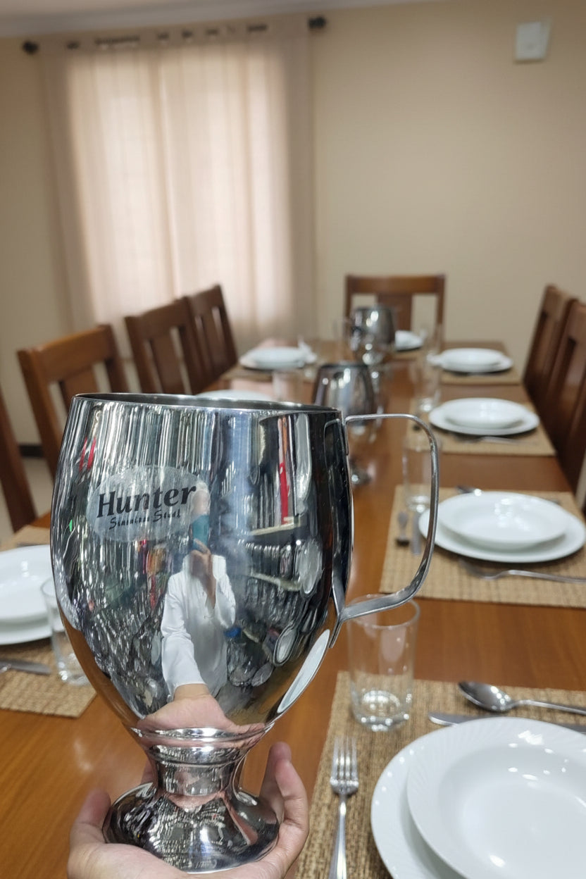 Stainless steel jug for ramazan water serving and storage rust free heavy steel crockery bartan karachi pakistan lahore punjab kpk peshawar quetta