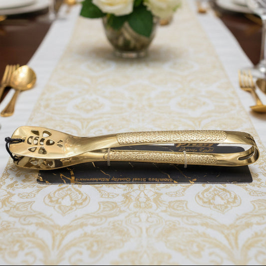 9 inch Tong Golden Colour Stainless steel heavy Serving chimta beautiful luxury