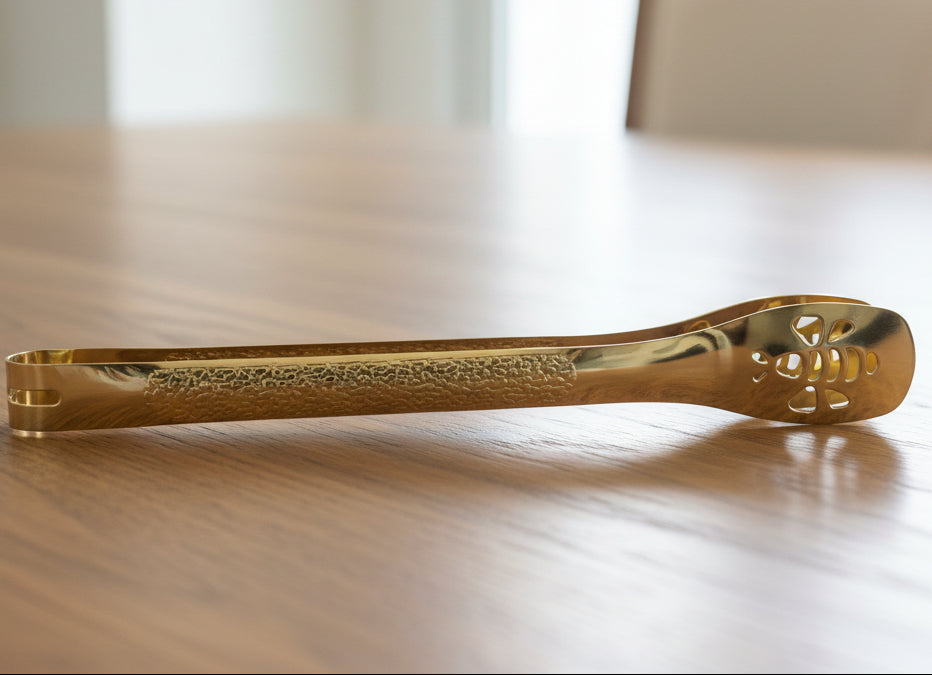 9 inch Tong Golden Colour Stainless steel heavy Serving chimta beautiful luxury