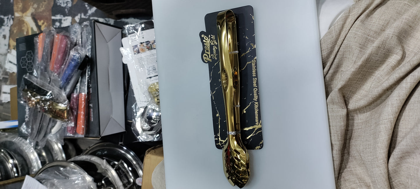 10 inch Tong Golden Colour Stainless steel heavy Serving chimta beautiful luxury