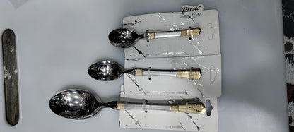 Full Heavy Stainless Steel Cutlery Unique Luxury Design silver golden with flower