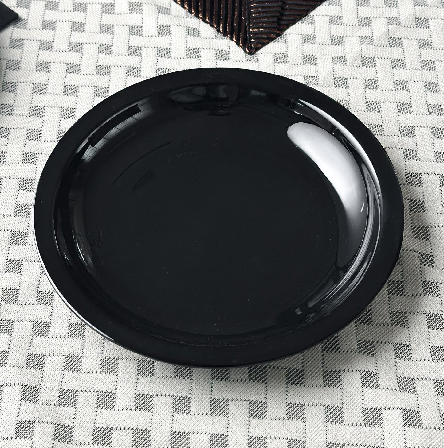 Melamine black color plates set double glaced unbreakable