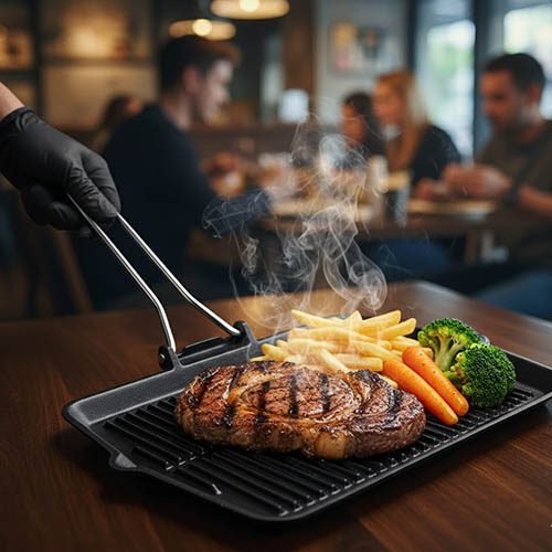 Cast iron Imported grill pan for stakes bbq