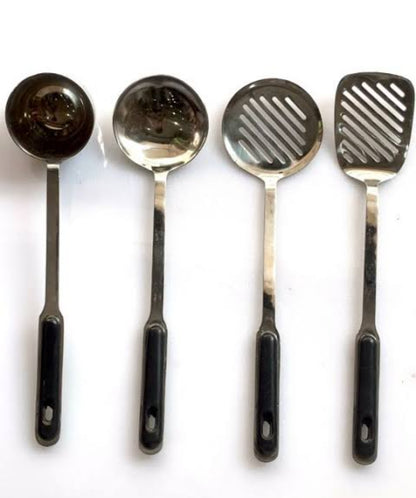 Heavy stainless steel cooking spoon set