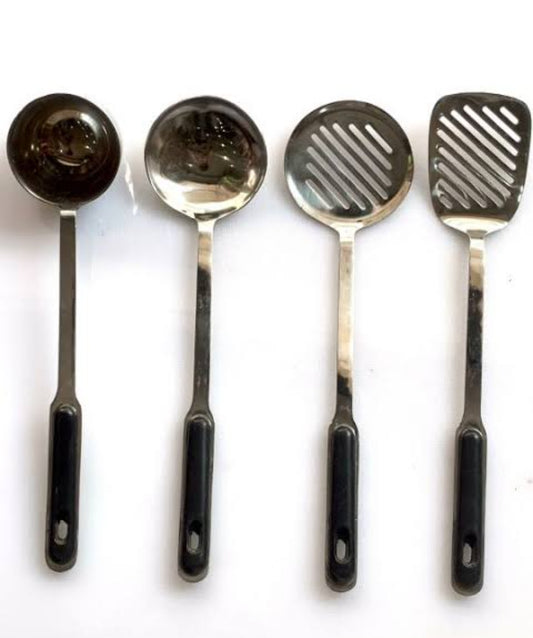 Heavy stainless steel cooking spoon set