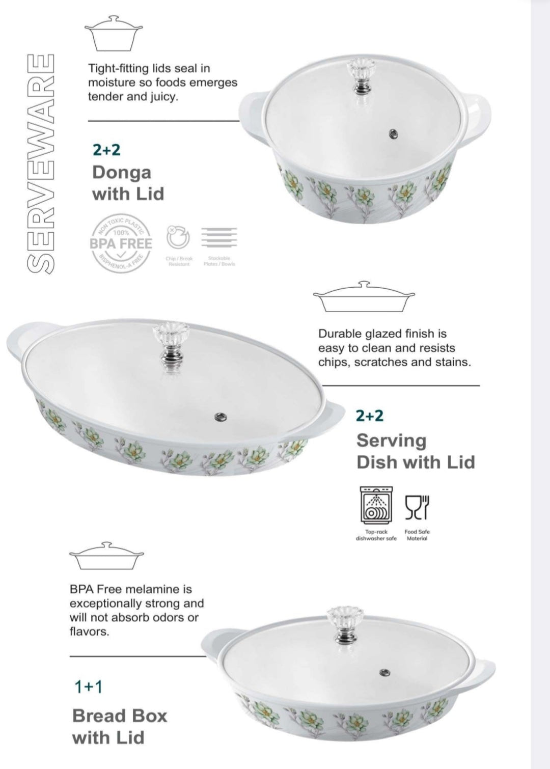 Double Glazed 77pcs Dinner Set Melamine Beautiful Gift Pack