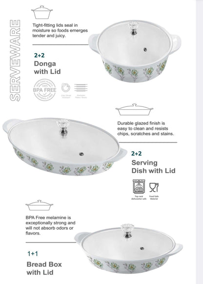 Double Glazed 77pcs Dinner Set Melamine Beautiful Gift Pack