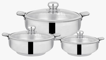 Stainless Steel Hotpot Lockable Glass Lid 3 single sizes