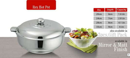 Hotpot Stainless Steel Lockable Steel Lid 3 single sizes