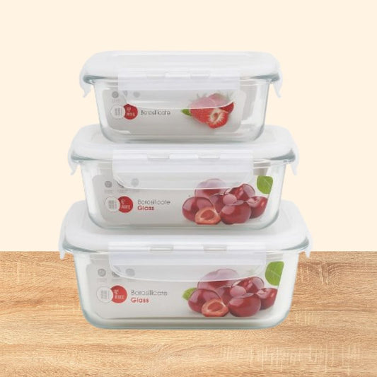 3 pcs Airtight borosilicate glass bowl set