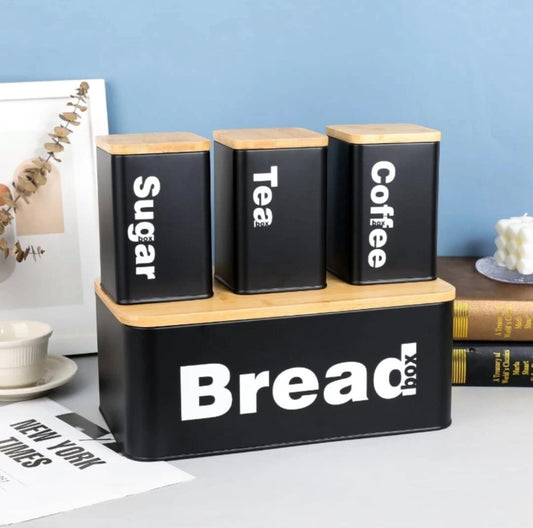 Bread Box Set with Bamboo Lid – Kitchen Storage