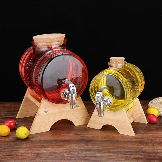 Barrel shape water dispenser with bamboo stand