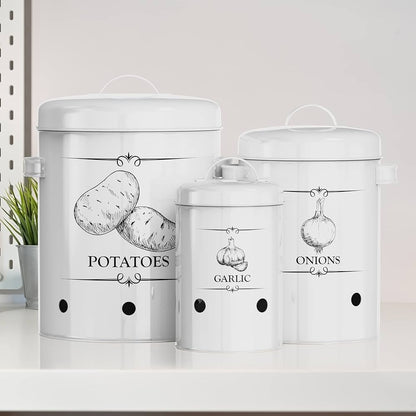 3 pcs set Potato Storage, Onion & Garlic Bin