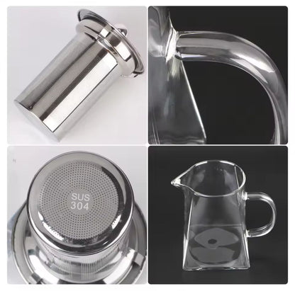 Clear Square Glass Teapot with Infuser