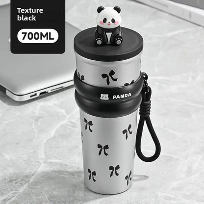 Stainless Steel Vacuum Cup with Good Looking Rope Handle with Straw