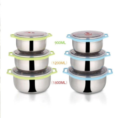 3 pcs set Stainless Steel Bowl with Airtight Lid