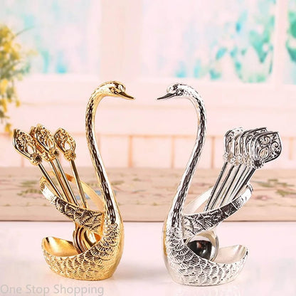 6 pcs Stainless Steel Creative Spoon Set With Stand