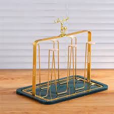 Metal Golden Glass Stand Rack
