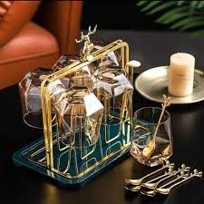 Metal Golden Glass Stand Rack