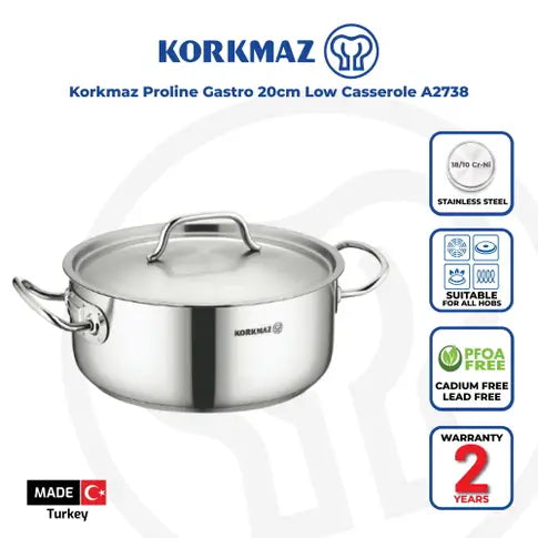 hshome.pk korkmaz turkey casserole cookware set stainless steel 18/10 grade imported