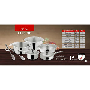 Premium Alpha Stainless Steel 12 Pcs Gift Set, Encapsulated Double Bottom Cookware