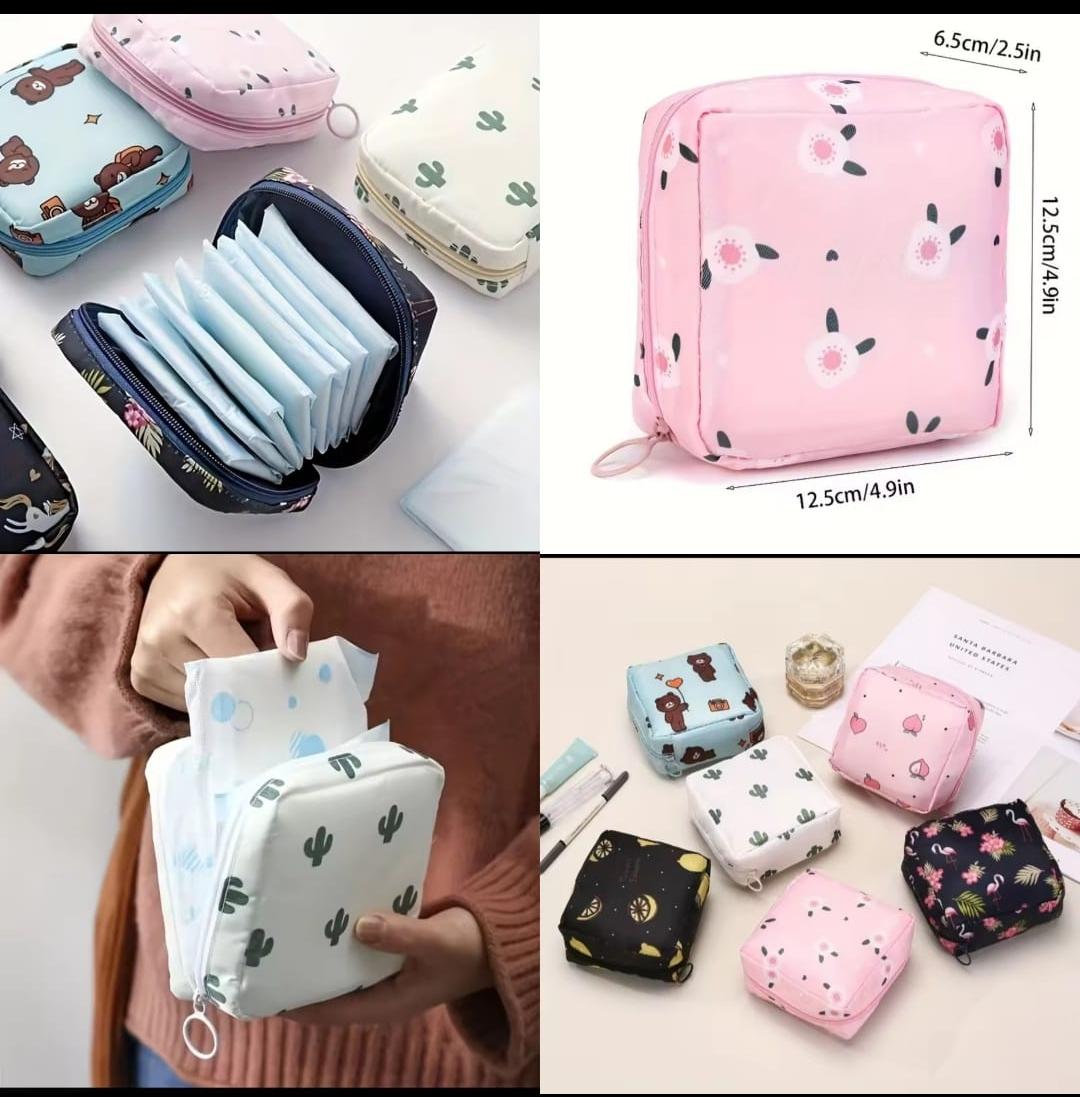 Woman sanitary Napkin tampon storage portable waterproof pouch  pack of 3
