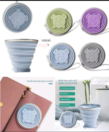 Silicone folding glass with lid