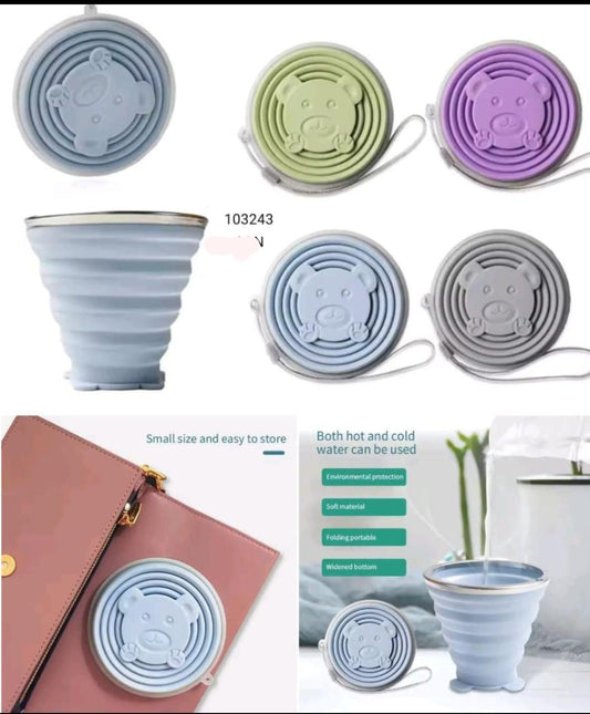 Silicone folding glass with lid