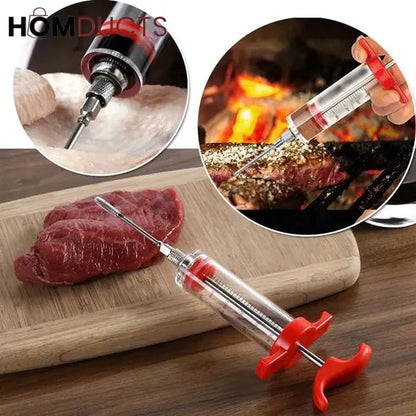Meat Injector Syringe Portable Turkey Injector kit for Turkey Smoked BBQ Grill Easy to Use and Clean Kitchen Cooking