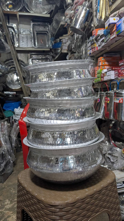 Stainless Steel Hammered Mathar Handi dish for serving ...
