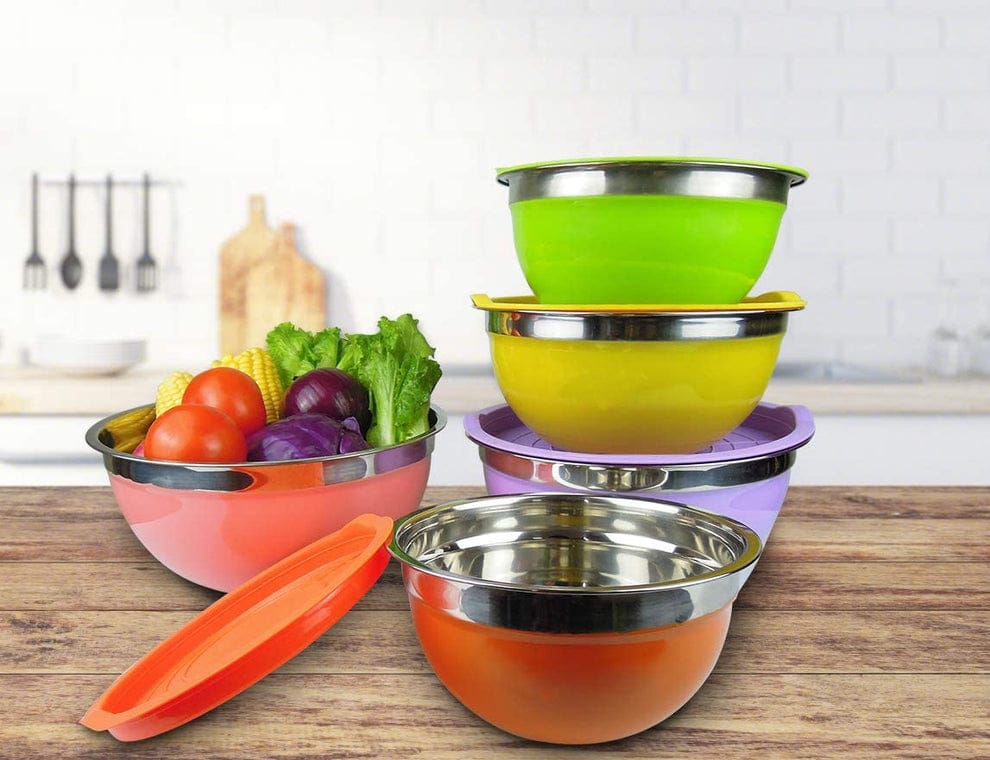 Stainless Steel 5pc color bowl set with lid pure