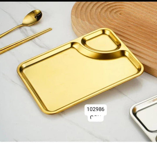 Stainless steel golden serving plate