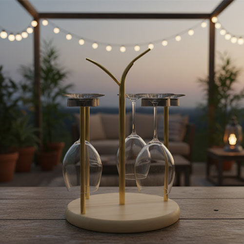 Fancy Glass stand wooden base premium quality rich quality unique design