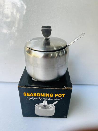 Stainless steel seasoning soup sauce pot and spice ghee pot with spoon