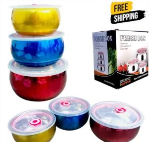 3pcs stainless steel color bowl set with lid imported