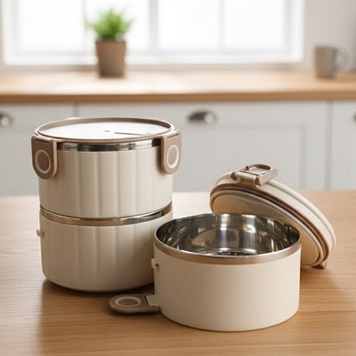 2 layer lunch box stainless steel inner