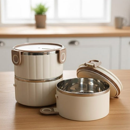 2 layer lunch box stainless steel inner