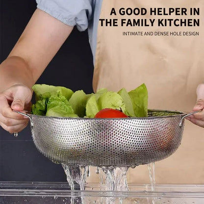 Set Of 6 Stainless Steel Strainer Colander Set with Handle, Fruit Vegetable Washing Basket