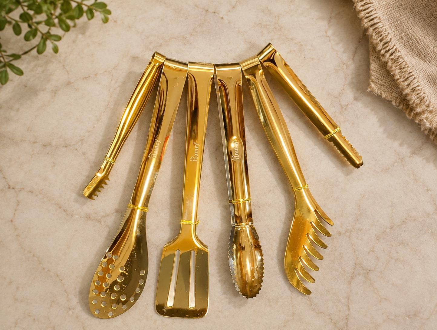 6 Pcs homey golden serving tong.
