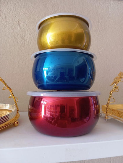 High quality stainless steel 3pcs container bowl set with airtight lid