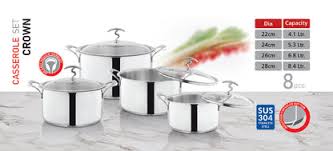 4 pc set Food Grade SUS304 Alpha Crown Heavy Cooking Pots Best Bhagona degchi Best Wedding Gift