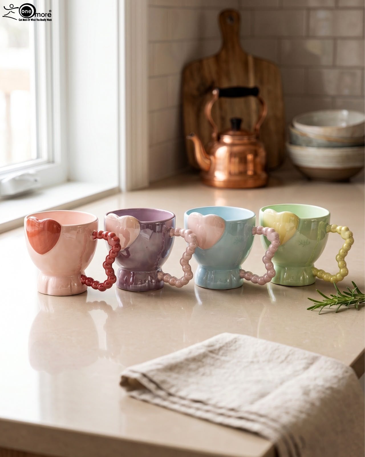 pastel-colored ceramic coffee mugs