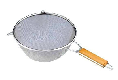 DEEP FRYING STRAINER WOOD HANDLE HEAVY QUALITY