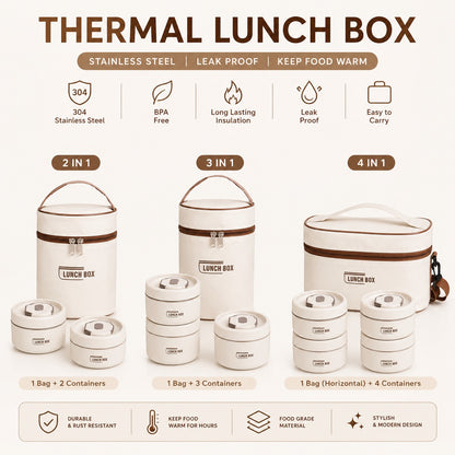 Thermal Lunch Box Stainless Steel with Bag